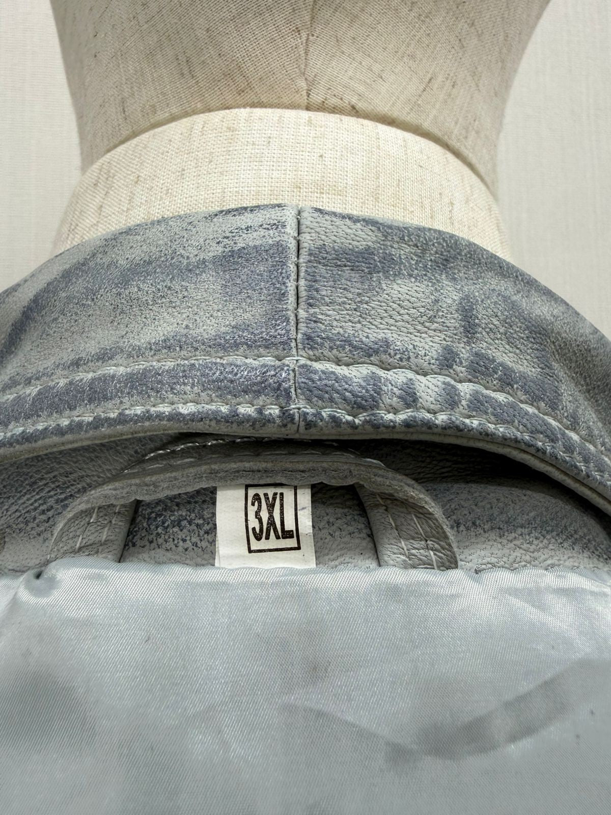 Men's Italian Sheepskin Genuine Leather Premium Soft Jacket Blue Coat Size Large