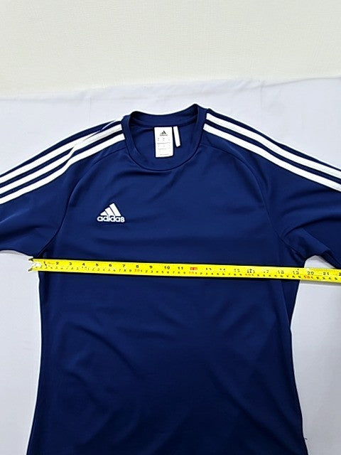 Adidas Climalite Navy Jersey M Short Sleeve 3 Stripes Crewneck