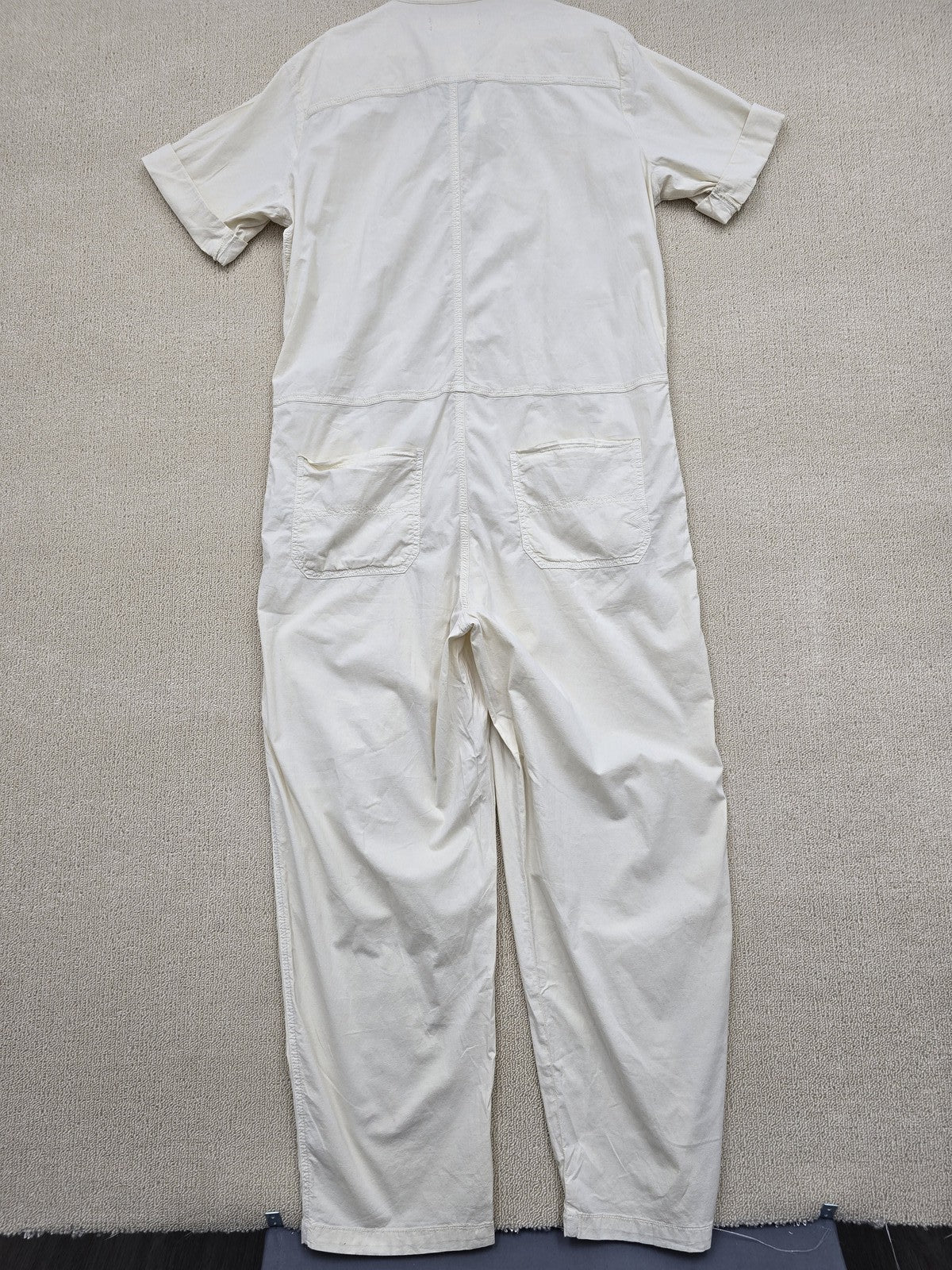 Women's White Cotton Coveralls Jumpsuit Reiko Size L