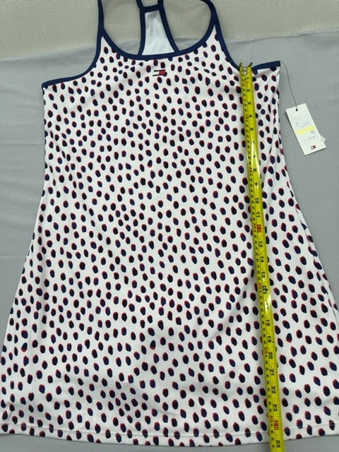 Tommy Hilfiger Women's White Polka Dot Mini Sport Dress M Sleeveless