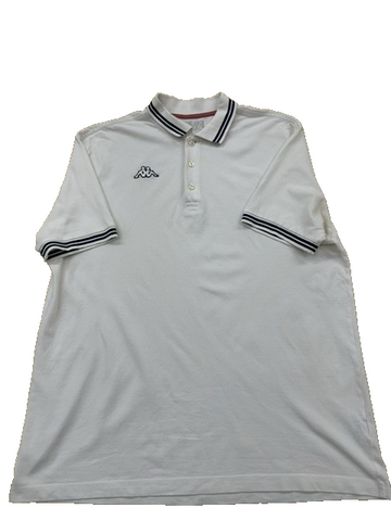 Kappa Men's XL White Cotton Short Sleeve Polo Shirt Button Collar