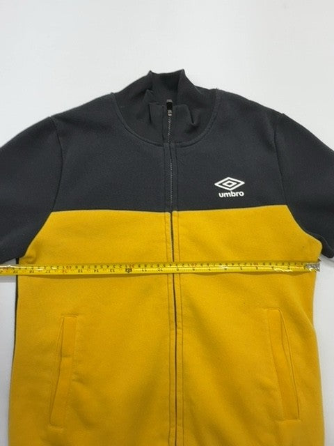 Umbro Mens Black Yellow Track Jacket Size L Full Zip Lightweight Fleece