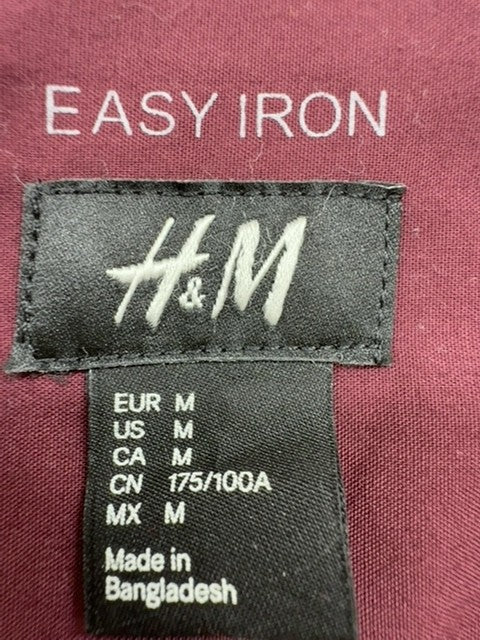 H&M Women's Burgundy Long Sleeve Button-Up Shirt M