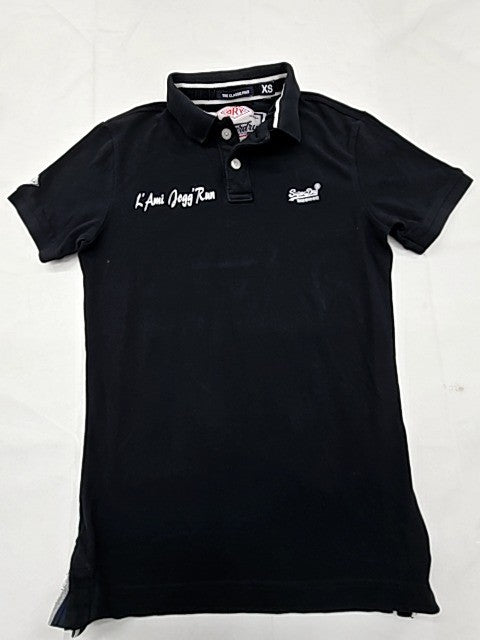 Superdry Men's Black Cotton Pique Polo Shirt XS Short Sleeve