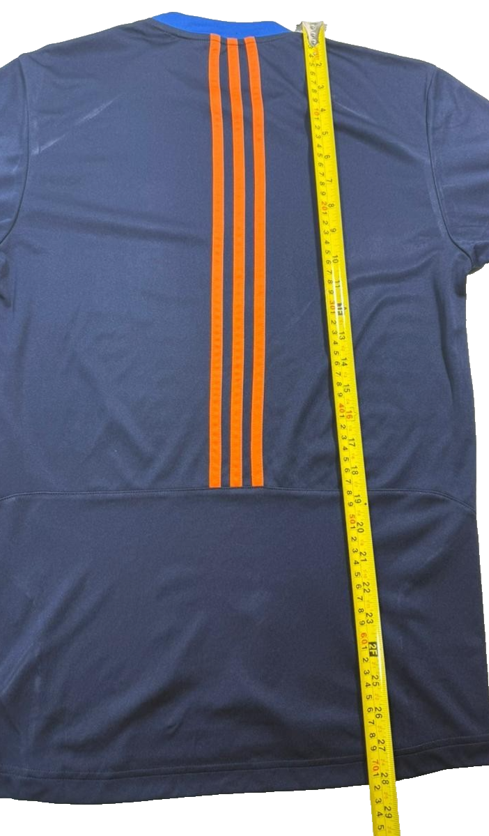 Adidas Barricade Men's Performance T-Shirt In Mystery Blue With Glow Orange - S