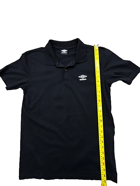 Umbro Black Cotton Polo Shirt Men's M Short Sleeve Button Placket Logo