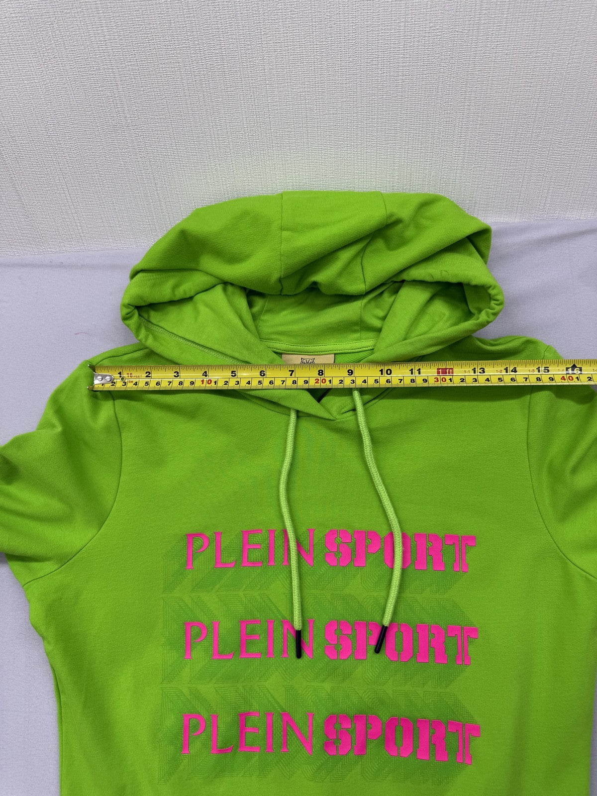 Plein Sport Green Tiger Logo Hoodie S Cotton Blend Unisex