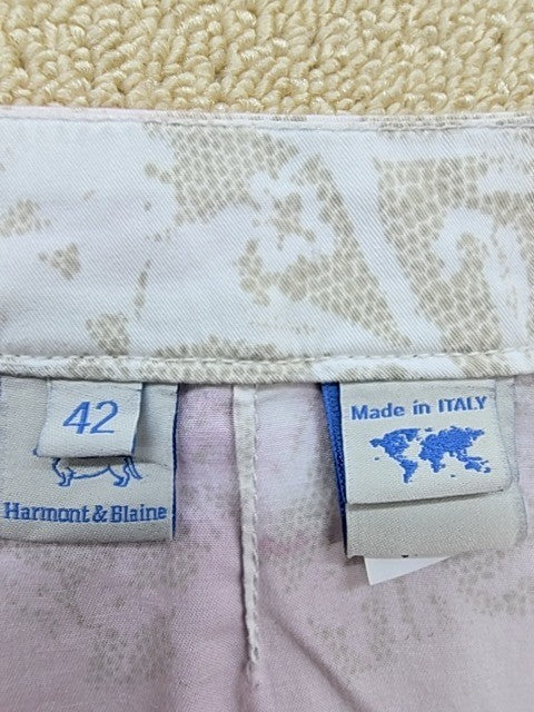 Harmont & Blaine Pink Floral Chinos Women's Tapered Italy Cotton Leather Size 42