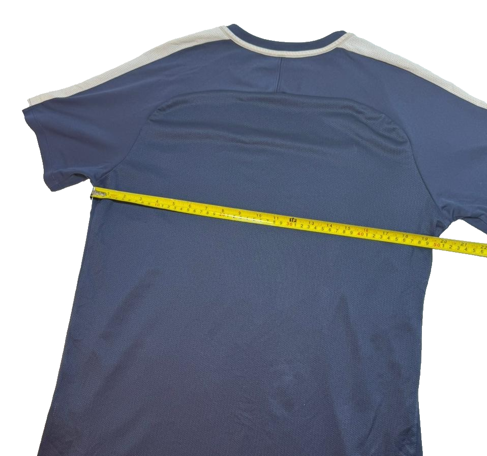 Nike Men's Navy Blue Dri-FIT Short Sleeve T-Shirt White Swoosh Logo Size L