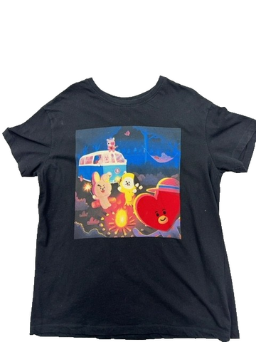 BT21 Chimmy Cooky Shooky Mang Koya Black L Unisex T-Shirt