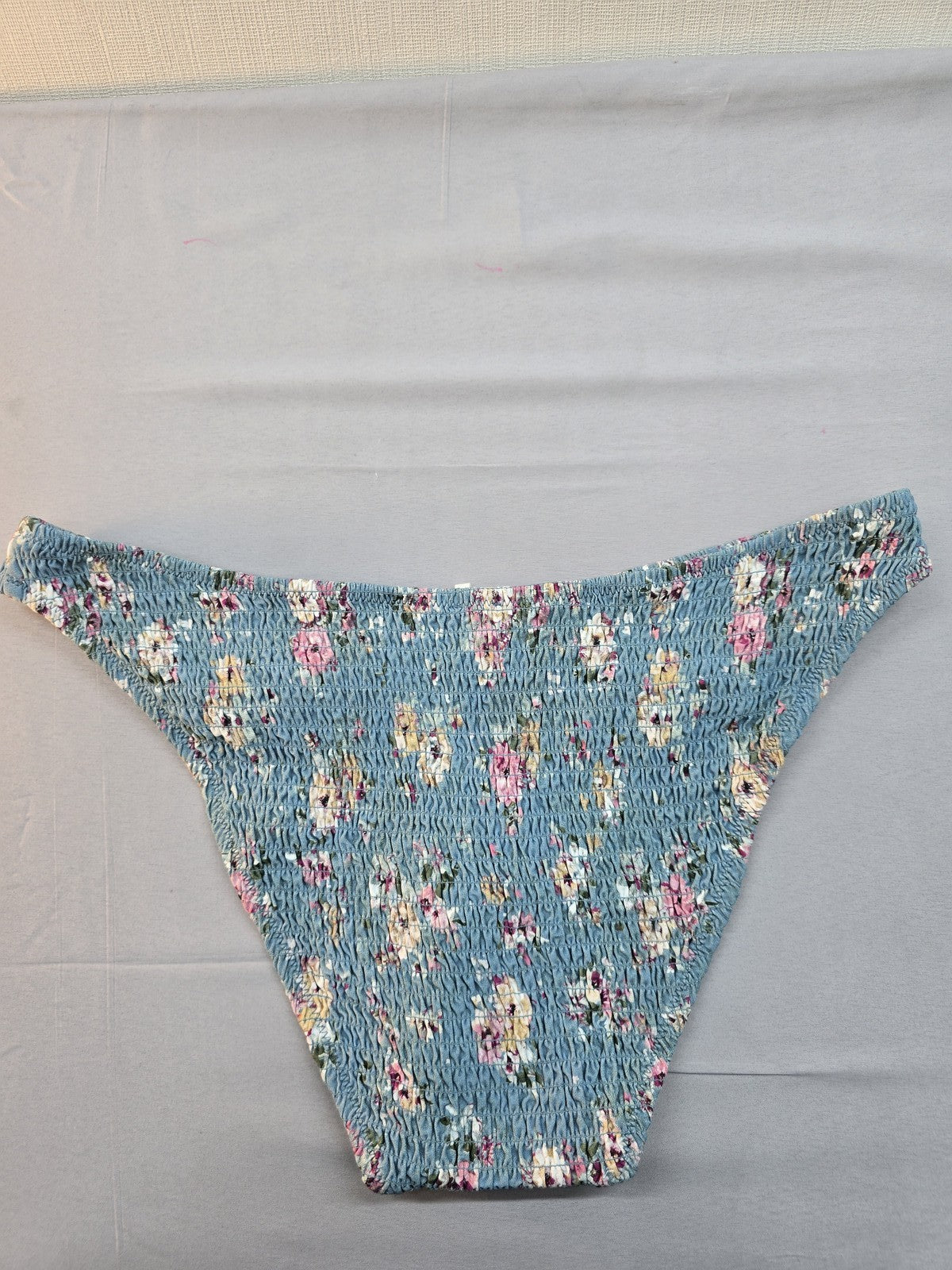 Oysho Women's Blue Floral Brazilian Swim Bottom L Spain