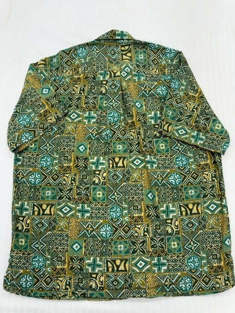 Cooke Street Men's Green Teal Gold Hawaiian XL Vintage