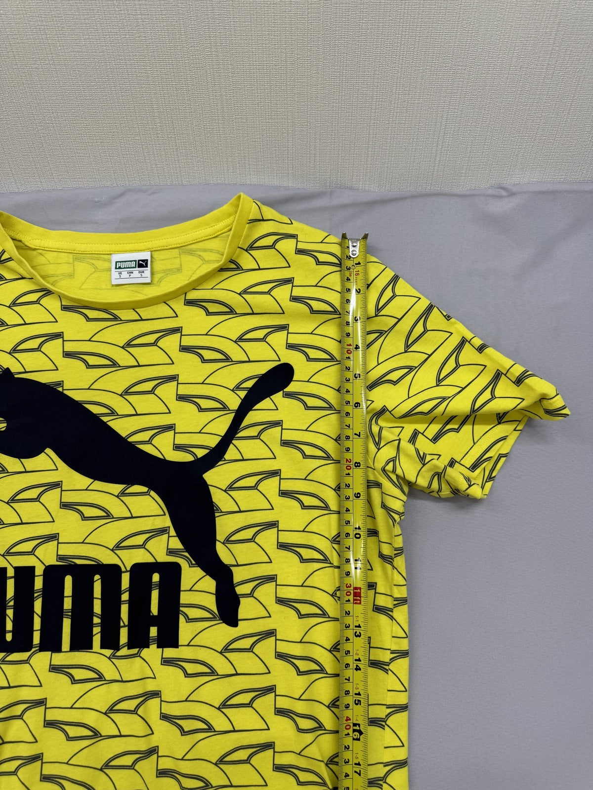 Puma Yellow Zigzag Men's Short Sleeve T-Shirt Crewneck S
