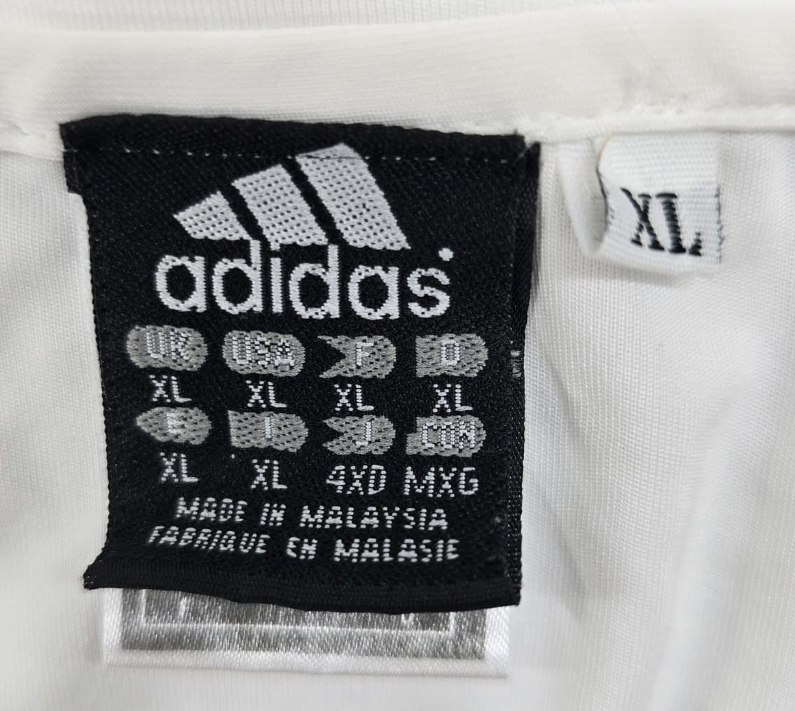 Adidas Men's White Striped Soccer Jersey XL Short Sleeve