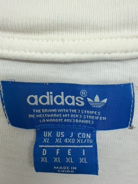 Adidas Women's XL White Plaid Graphic T-Shirt Cotton Short Sleeve
