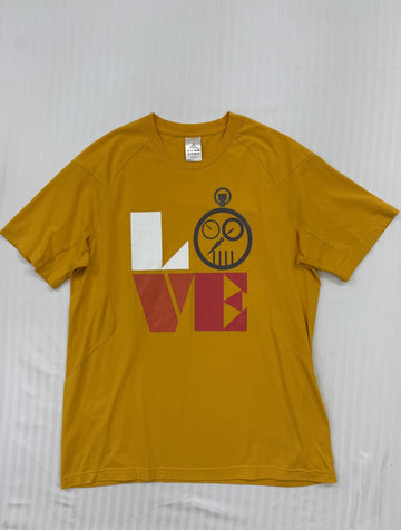 Adidas Men Gold Graphic Raglan T-Shirt Size F Crew Neck Jersey