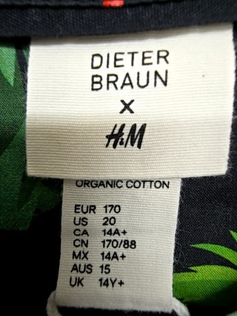 H&M Men's Black Flamingo Tropical Short Sleeve Shirt Size M Regular Fit