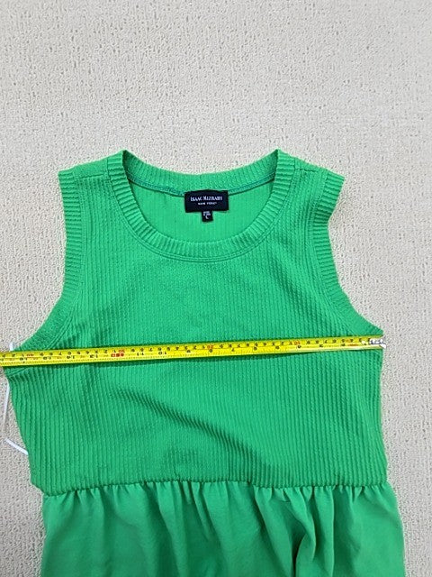 Isaac Mizrahi Green Maxi Dress Sleeveless Crew Neck Ruched Waist L