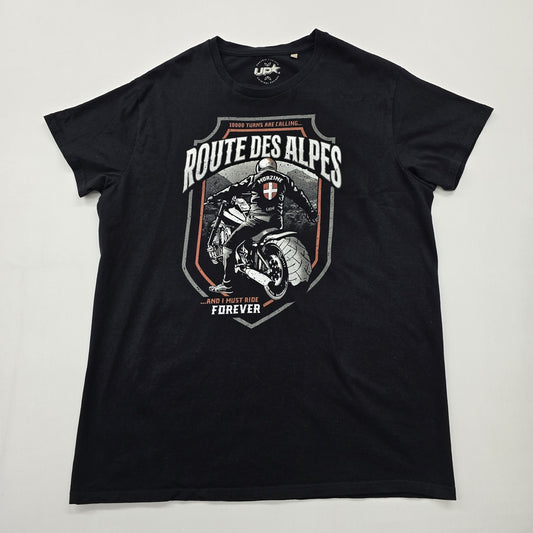 Upcycled People Men's Black T-Shirt – Size L, Motorcycle Brand Department Type