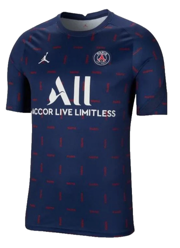 Jordan Men�S Psg Paris Saint-Germain Pre-Match Navy Print Shirt Size S