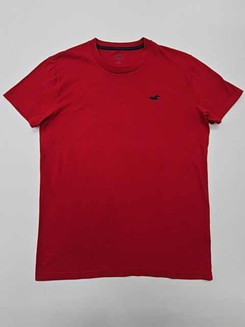Hollister Men's Red T-Shirt – Size S, Regular Fit, Logo