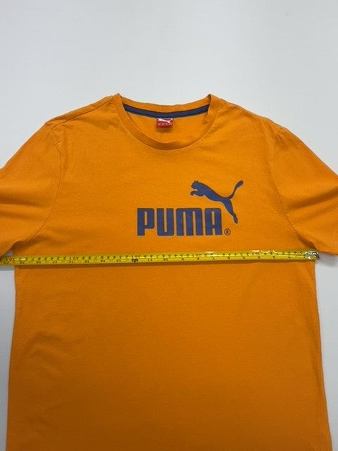 Puma Men Orange Logo Crew Neck T-Shirt Size XXL Regular Fit Cotton Jersey