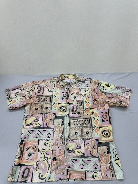 C&A Men's Multicolor Geometric Short Sleeve Cotton Shirt Size 42