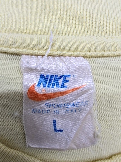 Nike Yellow Logo Cotton Crewneck T-Shirt Men's L Vintage