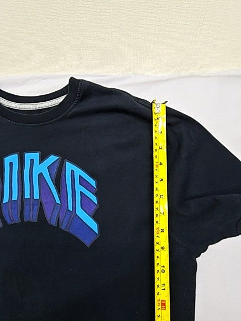 Nike Men's Black Cotton Crew Neck T-Shirt Size L Logo Standard Fit