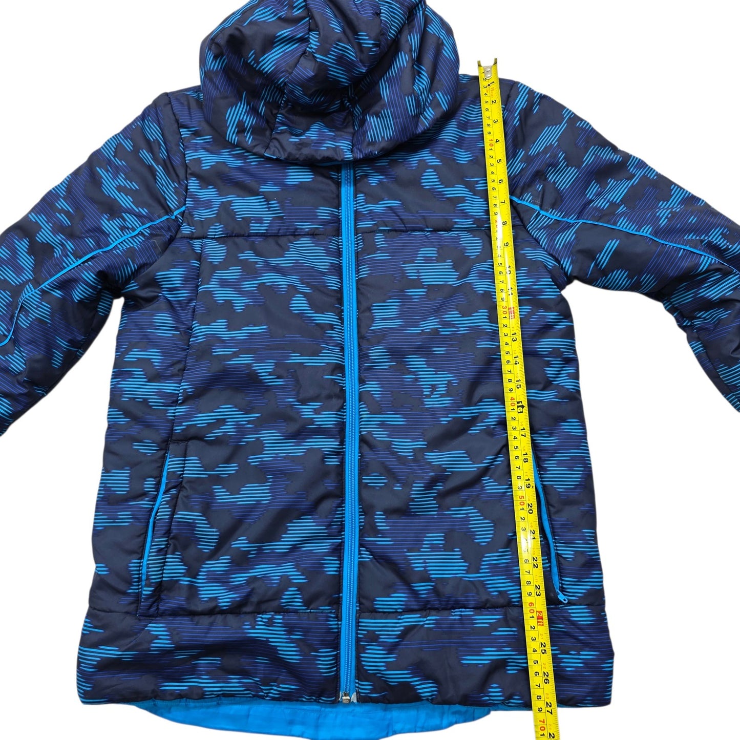 Adidas Kids Navy Blue Hooded Puffer Jacket Size 13-14A