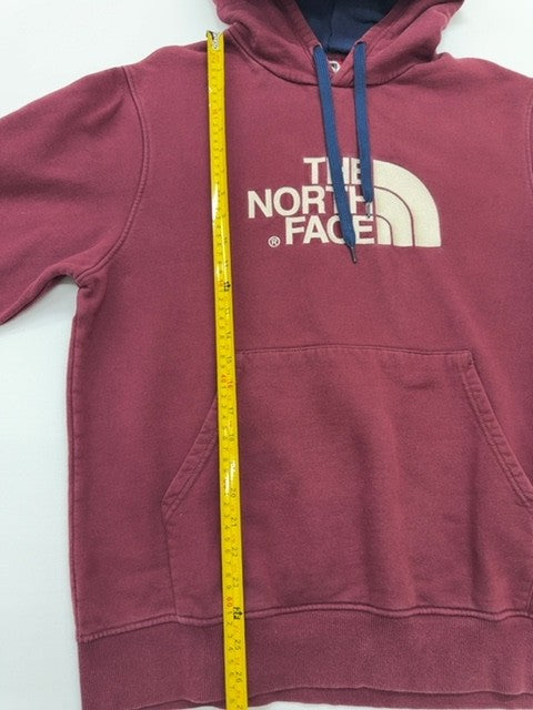The North Face Boys Burgundy Pullover Hoodie Logo Size LG Regular Fleece