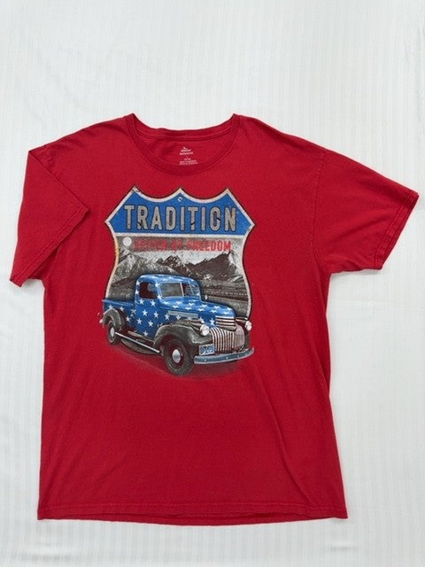 Celebrate Men's Red T-Shirt – Size L, Patriotic Brand Department Type, Graphic