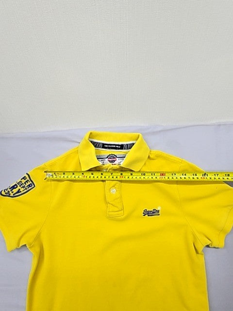 Superdry Men's Yellow Short Sleeve Polo Shirt Small