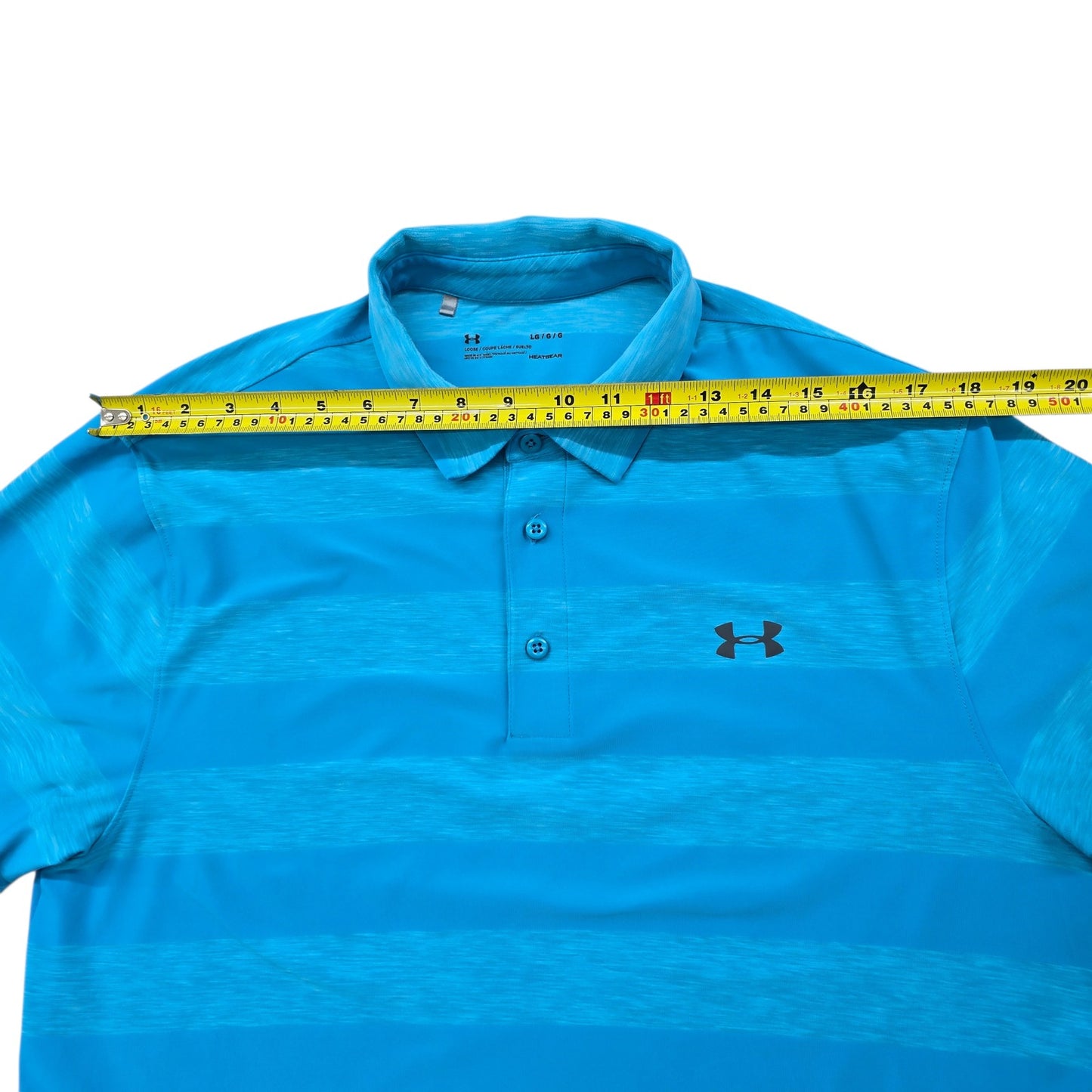 Under Armour HeatGear Men’s Blue Striped Golf Polo Shirt LG/G