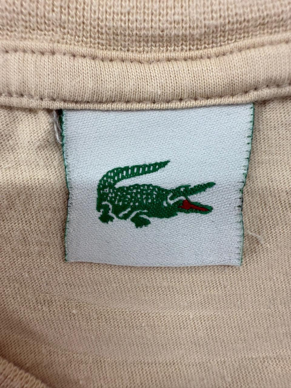 Lacoste Men's Beige V-Neck Short Sleeve T-Shirt XL Cotton New