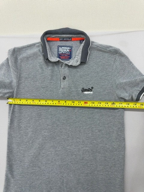Superdry Premium City Polo Grey Small Short Sleeve Men's City Fit Pique