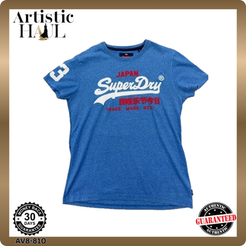 Superdry Men's Japanese Blue L Short Sleeve Crew Neck T-Shirt M10007HODD1