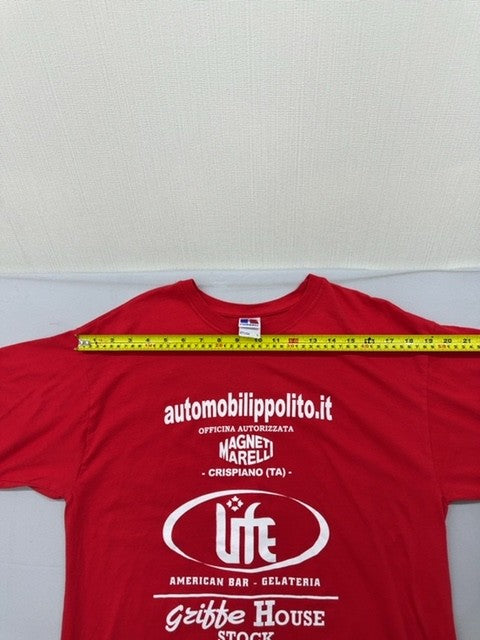 Russell Men's L Red Printed Short Sleeve Crew Neck T-Shirt ZT150 2013