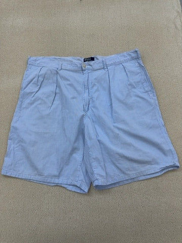 Polo Ralph Lauren Vintage Seersucker Stripe Pleated Shorts 40x40 Blue USA