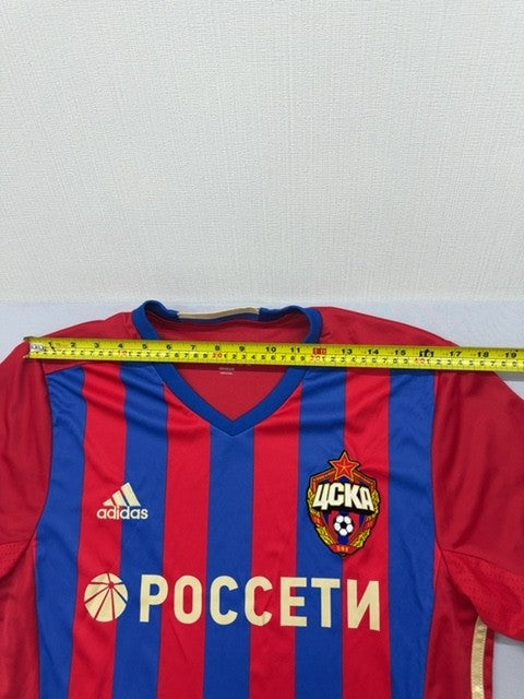 Adidas CSKA Moscow Red Striped Jersey L Climacool V-Neck L