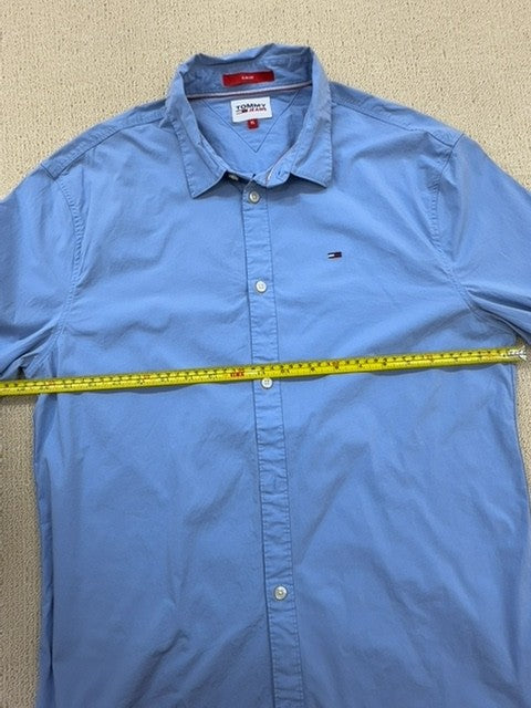 Tommy Jeans Men's XL Light Blue Slim Fit Long Sleeve Button-Down Shirt