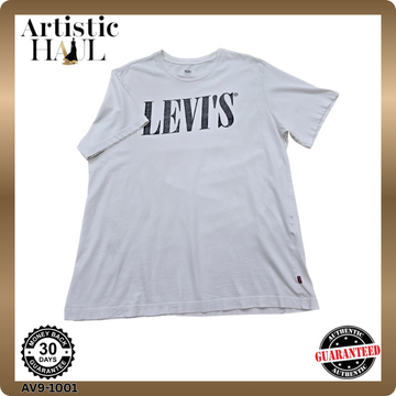 Levi's Men's White Cotton T-Shirt Large Relaxed Crewneck Logo