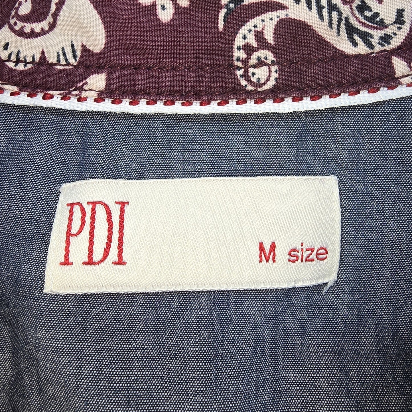 PDI Boys Burgundy Paisley Button-Up Shirt Cotton Size M Regular Condition