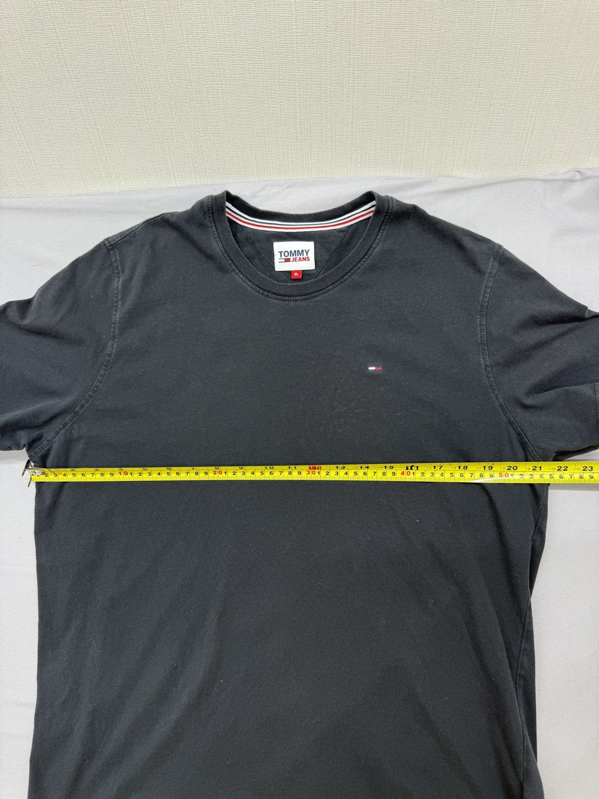 Tommy Jeans Black XL Short Sleeve Cotton T-Shirt Chest Logo Regular Fit