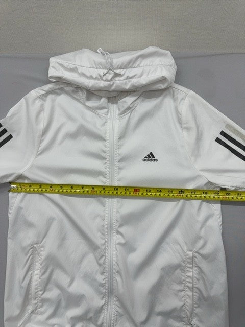 Adidas 3-Stripes White Hooded Zipper Jacket Unisex RN85776