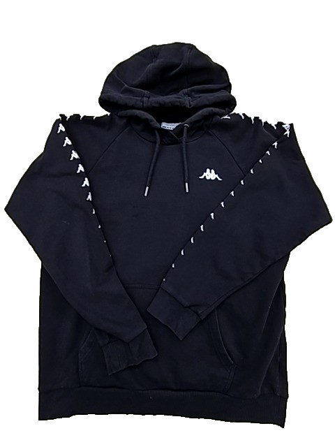 Kappa Men's Black Hoodie – Size L, Logo, Pullover