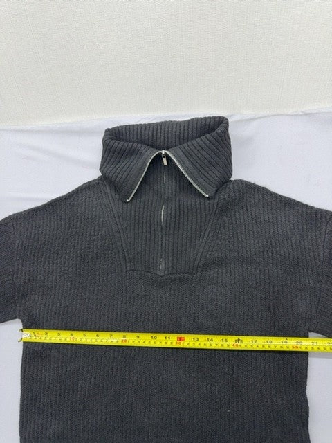 French Connection Women's Gray L Mock Neck Zip Knit Sweater Drop Shoulder