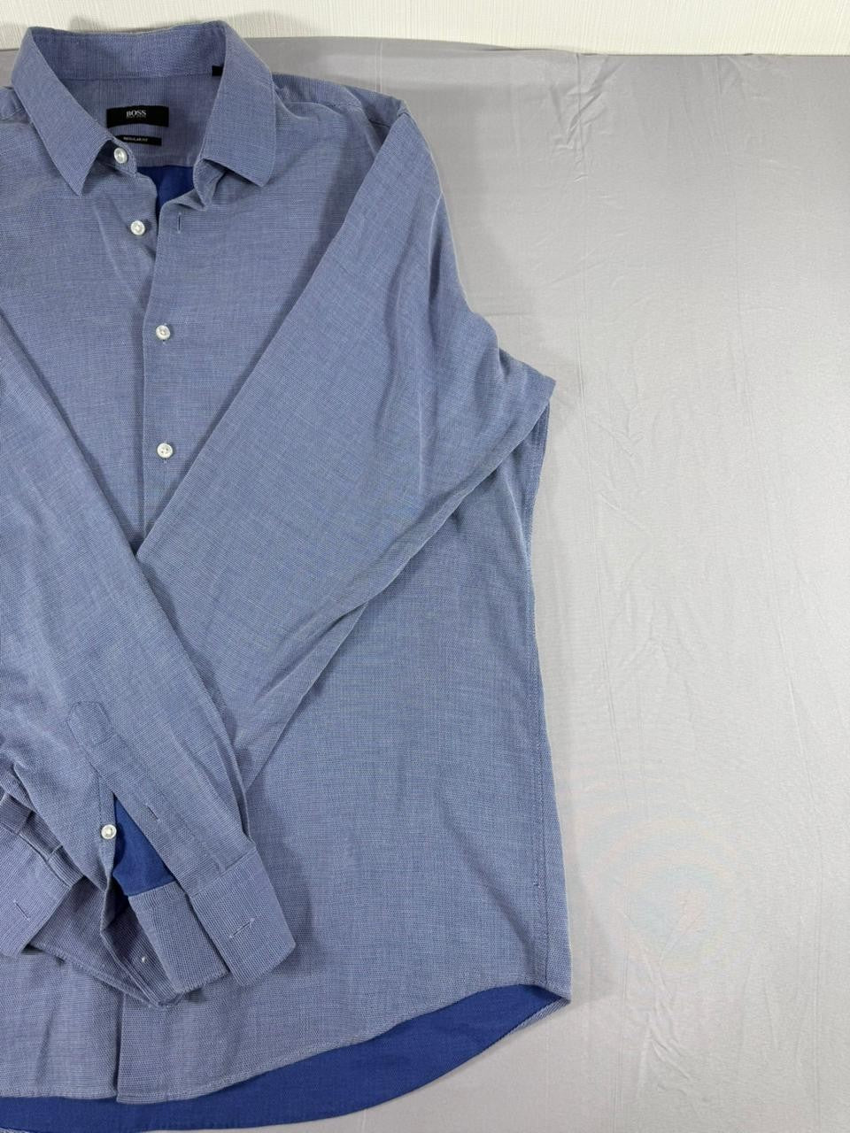 Hugo Boss Men's Button Up Shirt Medium M Blue Long Sleeve Regular Fit
