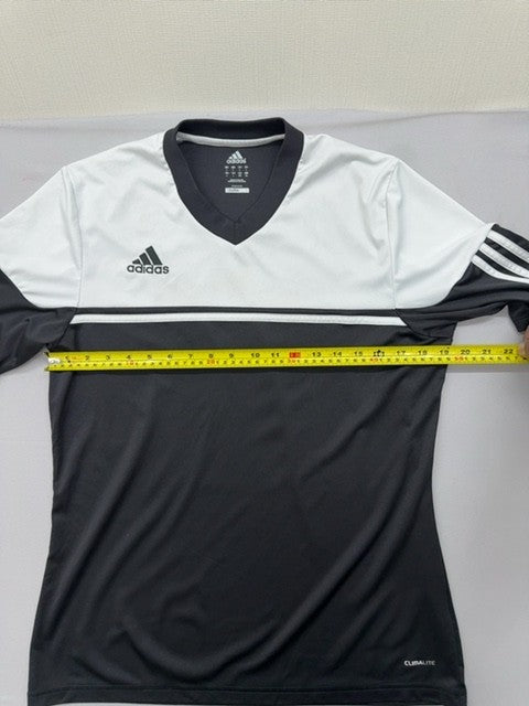 Adidas Men's Striped Climalite V-Neck Jersey L Black White Thailand