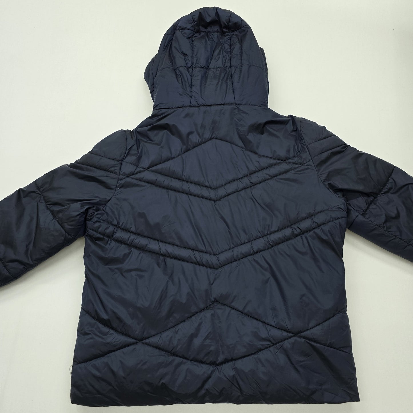 Superdry Men's Navy Hooded Puffer Jacket Size M Zip Quilted Midweight